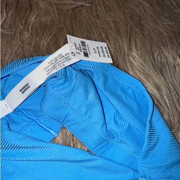 New VS PINK Ribbed Strapless Bandeau Blue size S - Picture 4 of 6